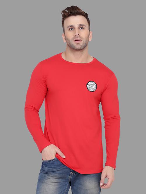 red solid cotton blend t-shirt - 20842065 -  Standard Image - 0