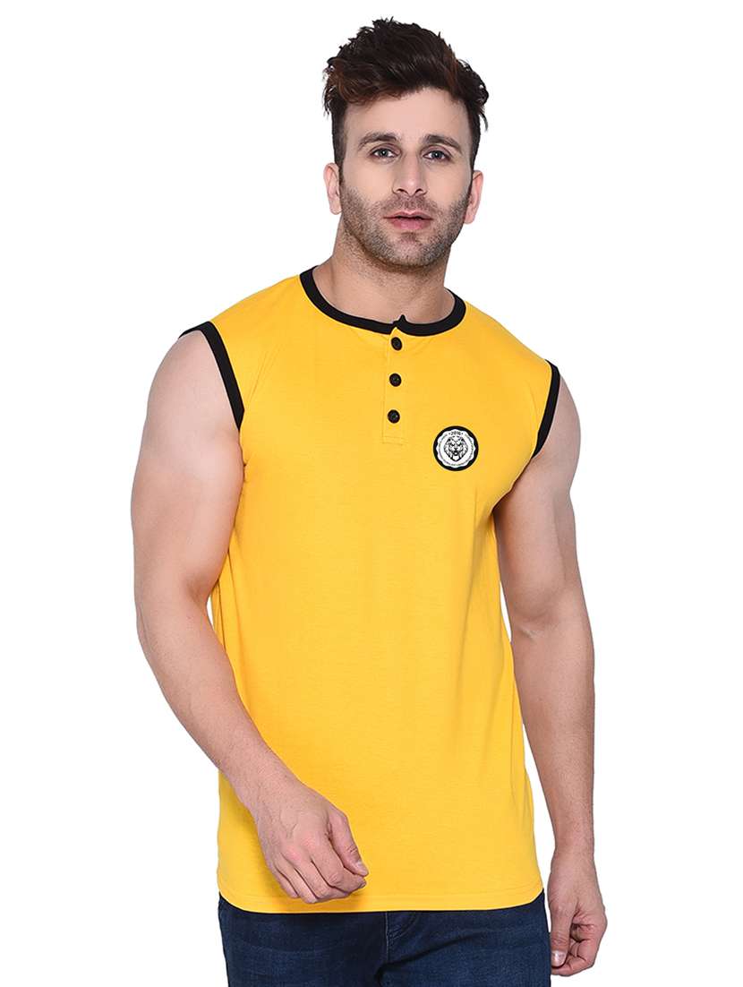 men solid sleeveless t-shirt
