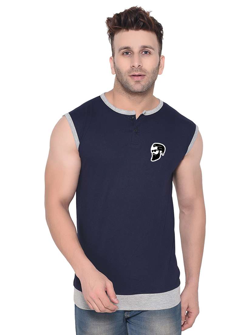 dark blue cotton blend t-shirt