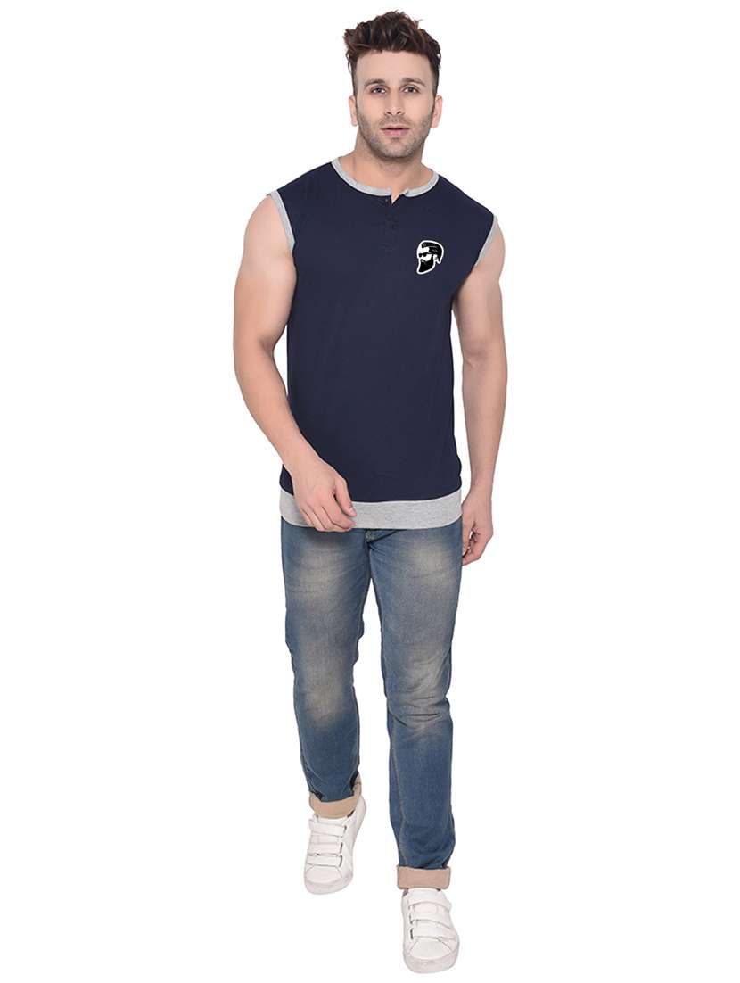 dark blue cotton blend t-shirt - 20842071 -  Standard Image - 3