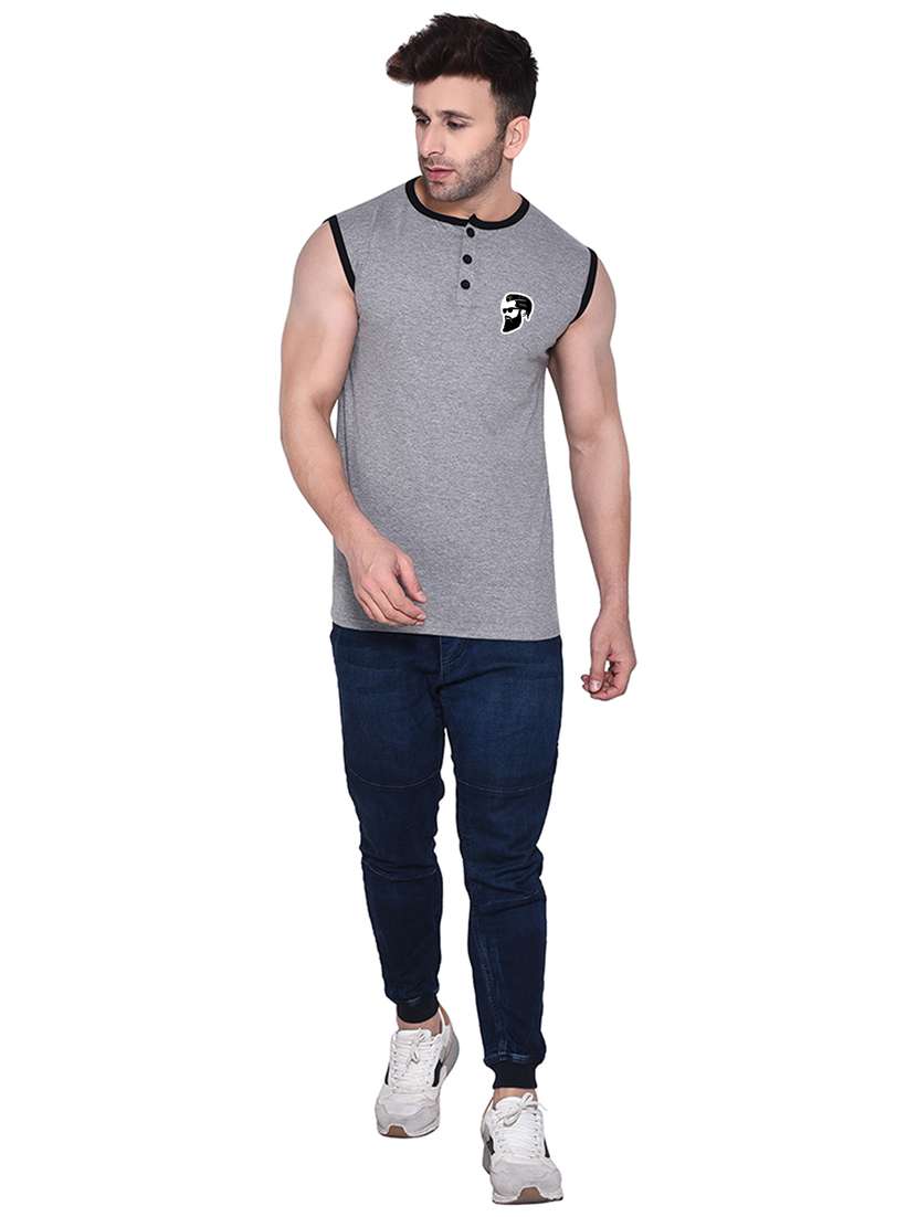 men solid sleeveless t-shirt - 20842095 -  Standard Image - 3