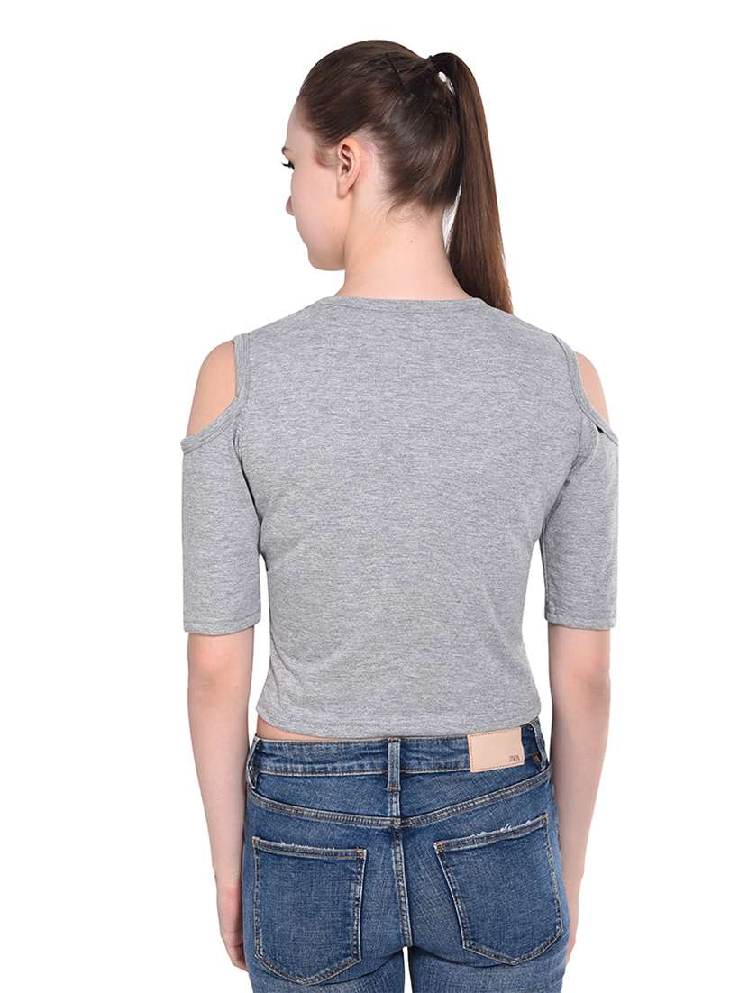 women solid round neck t-shirt - 20842144 -  Standard Image - 3