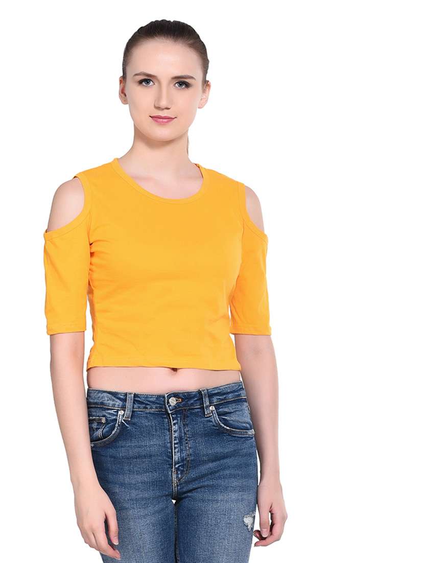 women solid round neck t-shirt