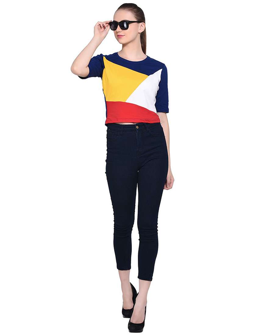 multi colored cotton blend crop tee - 20842150 -  Standard Image - 3