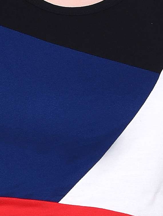 women color block round neck crop t-shirt - 20842156 -  Standard Image - 5