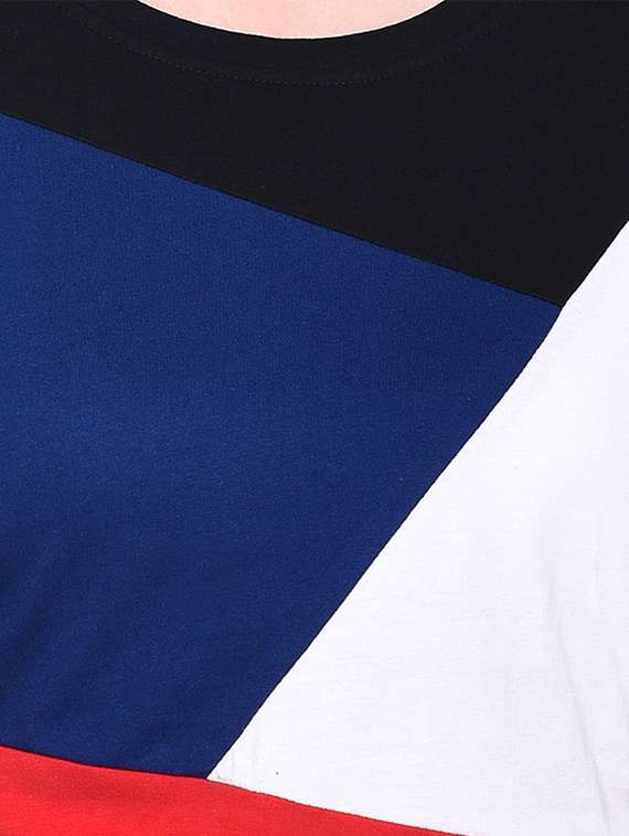 women color block round neck crop t-shirt - 20842158 -  Standard Image - 5