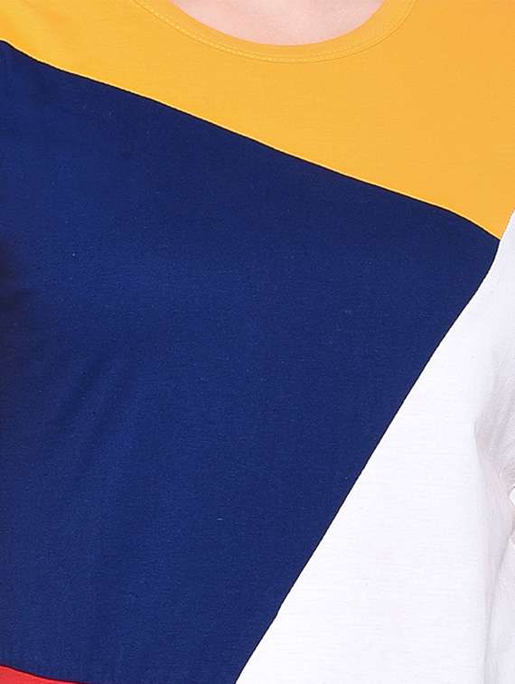 women color block round neck t-shirt - 20842163 -  Standard Image - 5