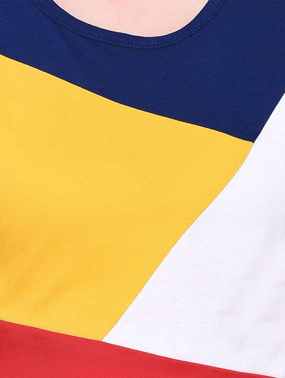 women color block round neck t-shirt - 20842164 -  Standard Image - 5