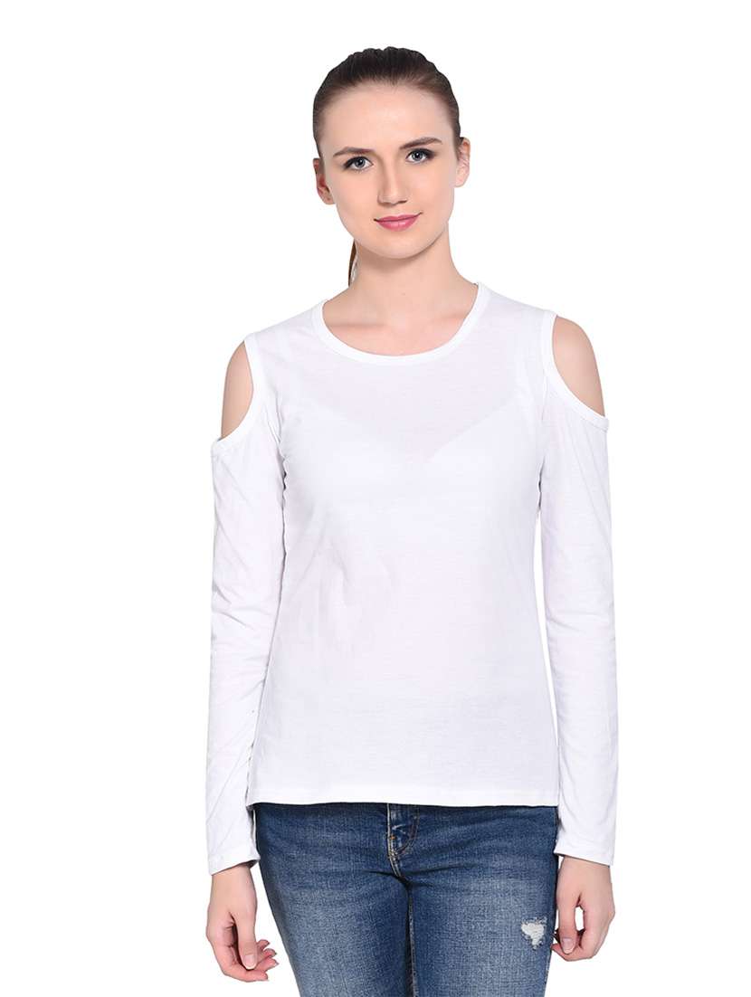 women solid round neck t-shirt
