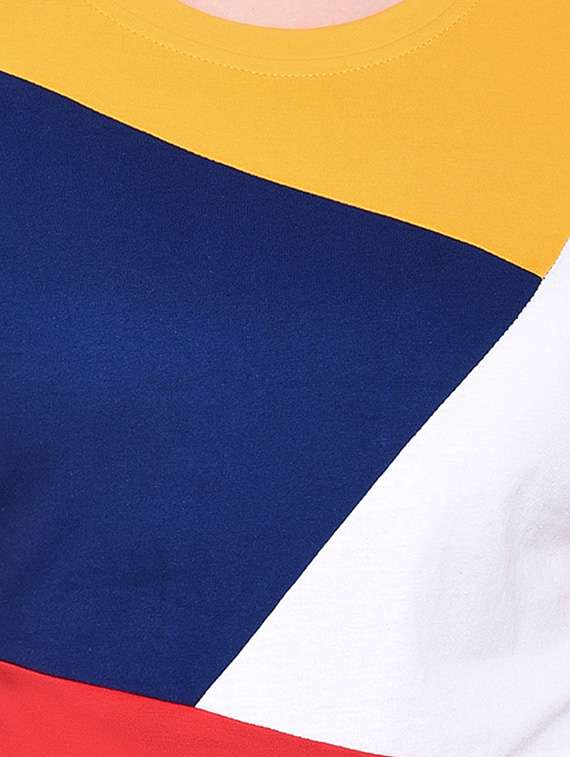 women color block round neck t-shirt - 20842172 -  Standard Image - 5