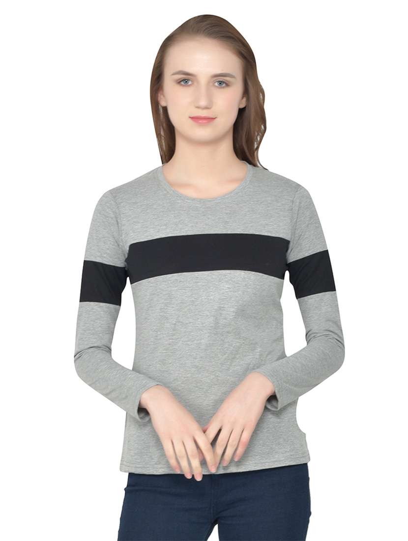 women color block round neck t-shirt