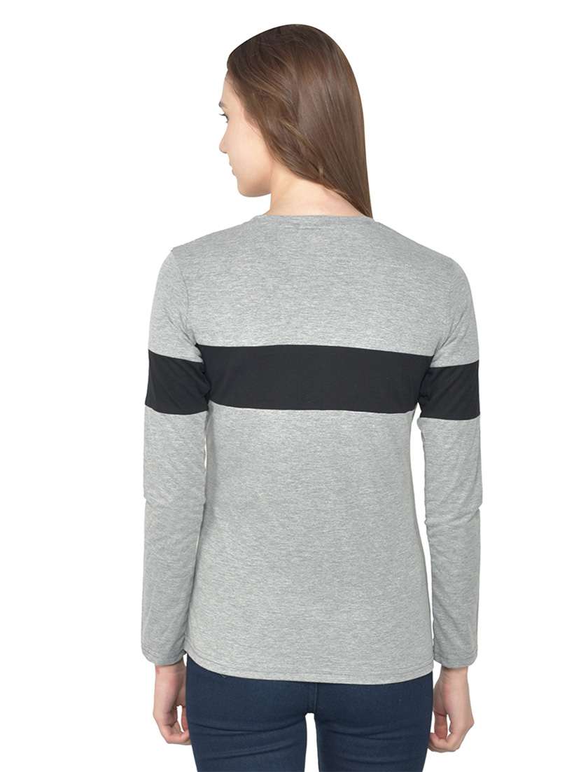 women color block round neck t-shirt - 20842176 -  Standard Image - 3