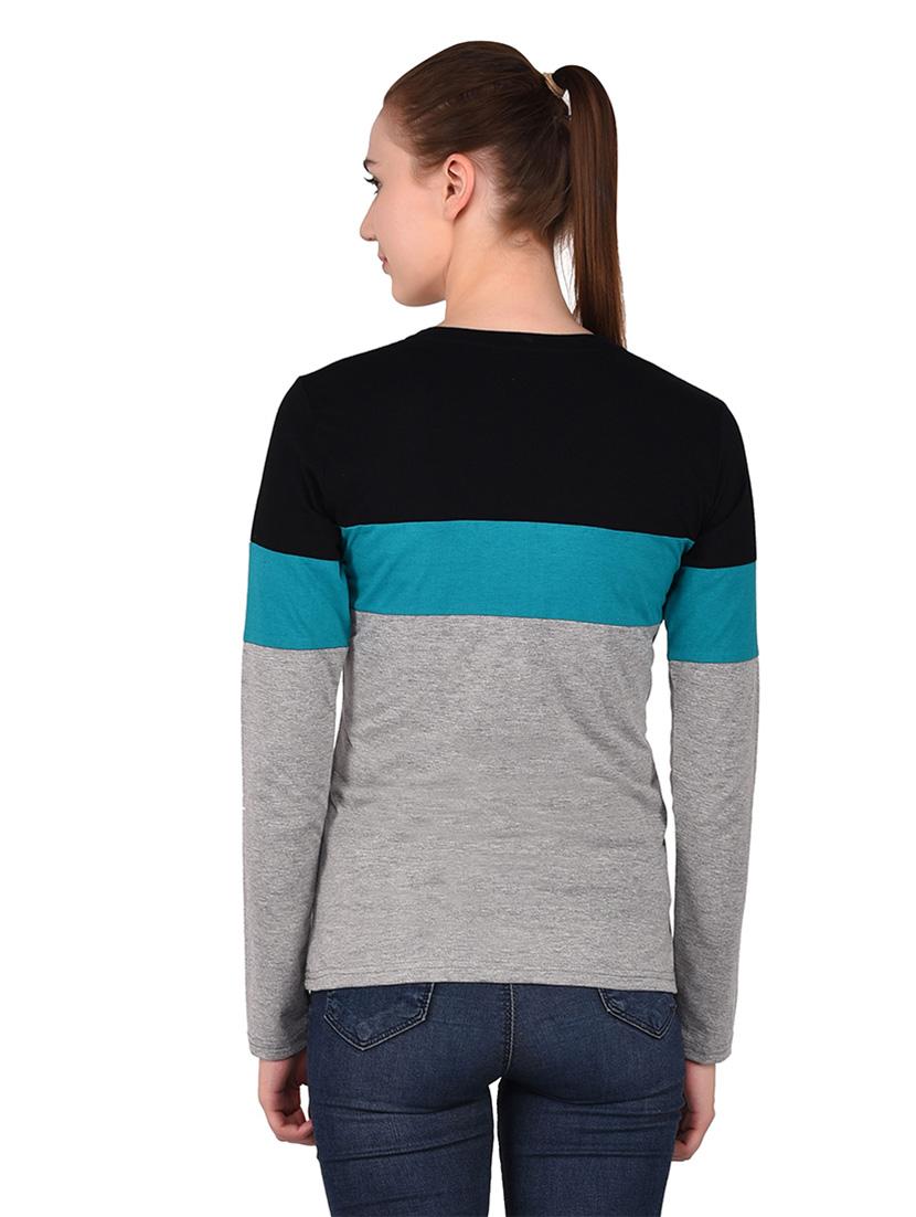 women color block round neck t-shirt - 20842177 - Standard Image - 3