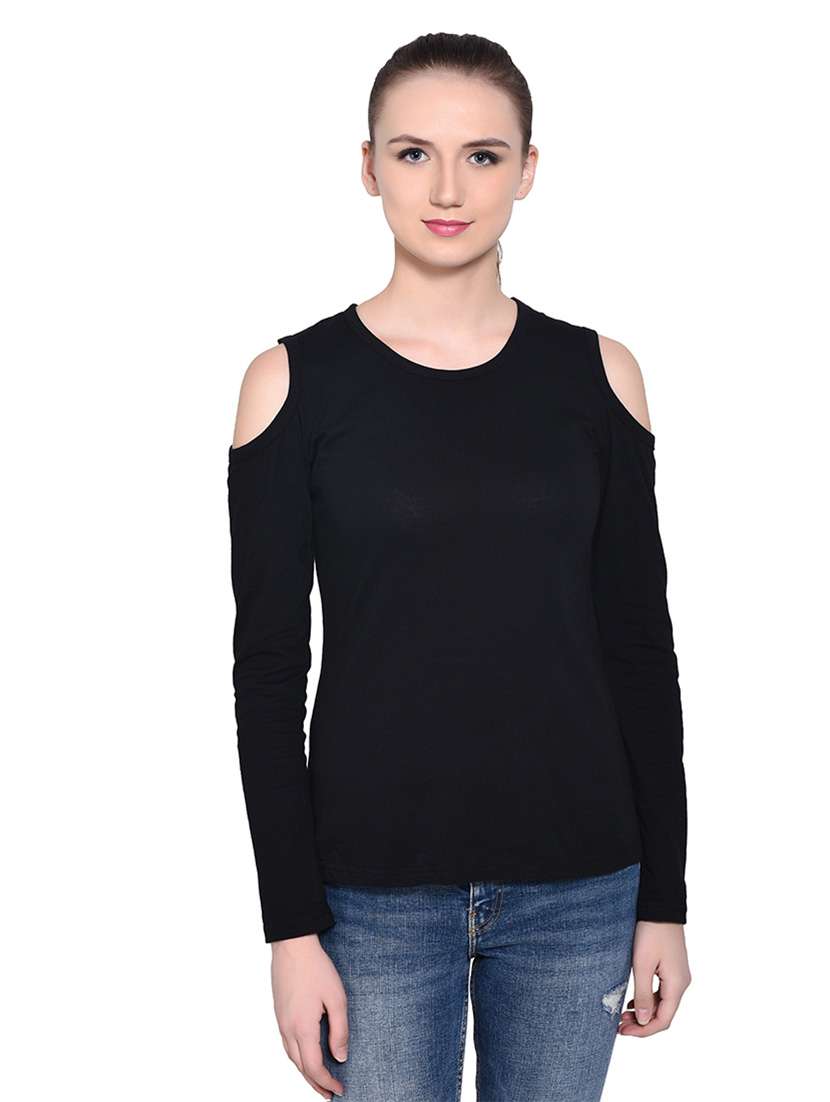 women solid round neck t-shirt