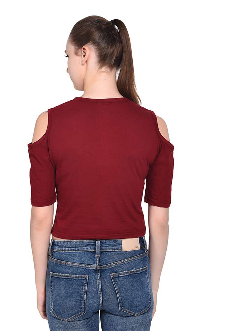 women solid round neck t-shirt - 20842187 -  Standard Image - 3