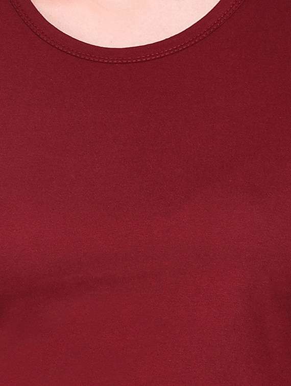 women solid round neck t-shirt - 20842187 -  Standard Image - 5