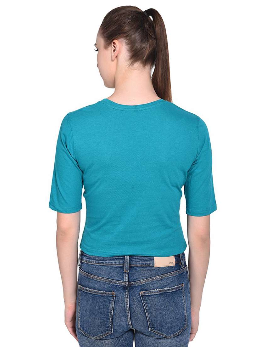 multi colored cotton blend crop tee - 20842189 -  Standard Image - 3