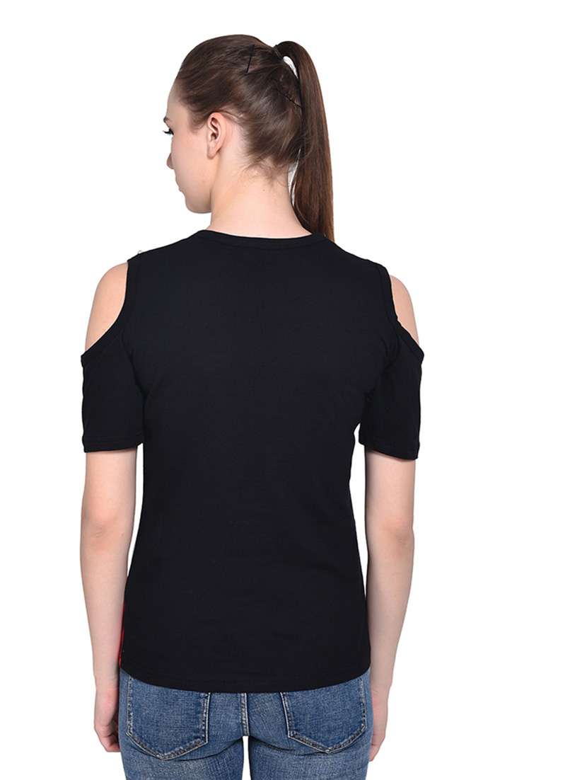 women color block round neck t-shirt - 20842190 -  Standard Image - 3