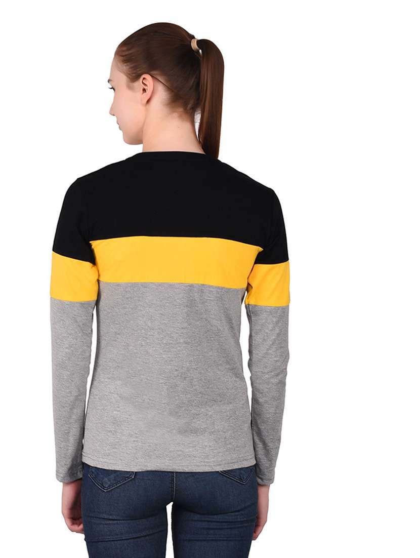 women color block round neck t-shirt - 20842194 -  Standard Image - 3