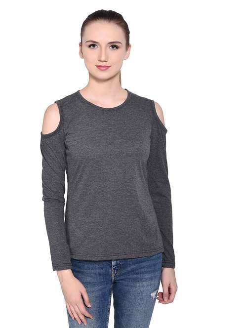 women solid round neck t-shirt - 20842199 - Standard Image - 0
