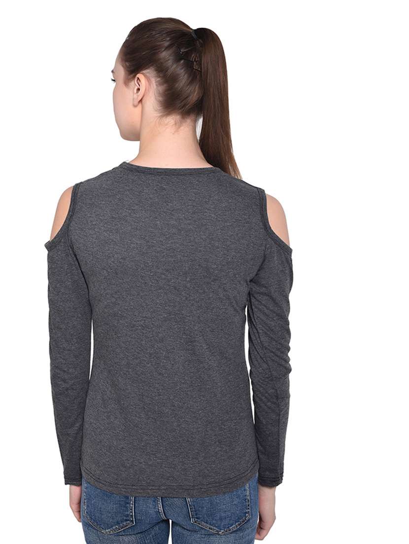 women solid round neck t-shirt - 20842199 - Standard Image - 3