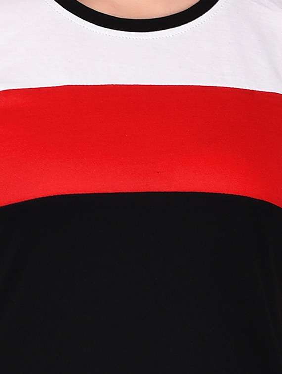 women color block round neck t-shirt - 20842203 -  Standard Image - 5