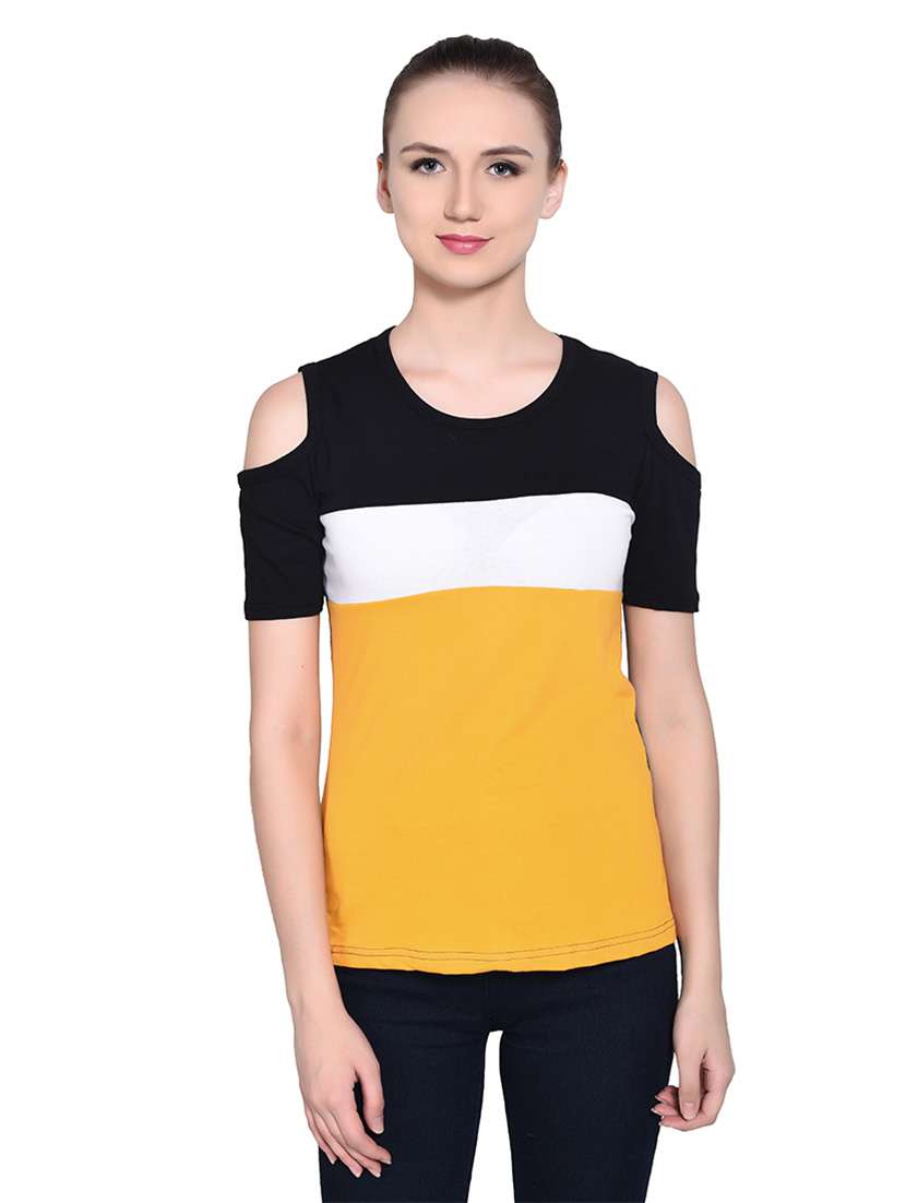 women color block round neck t-shirt