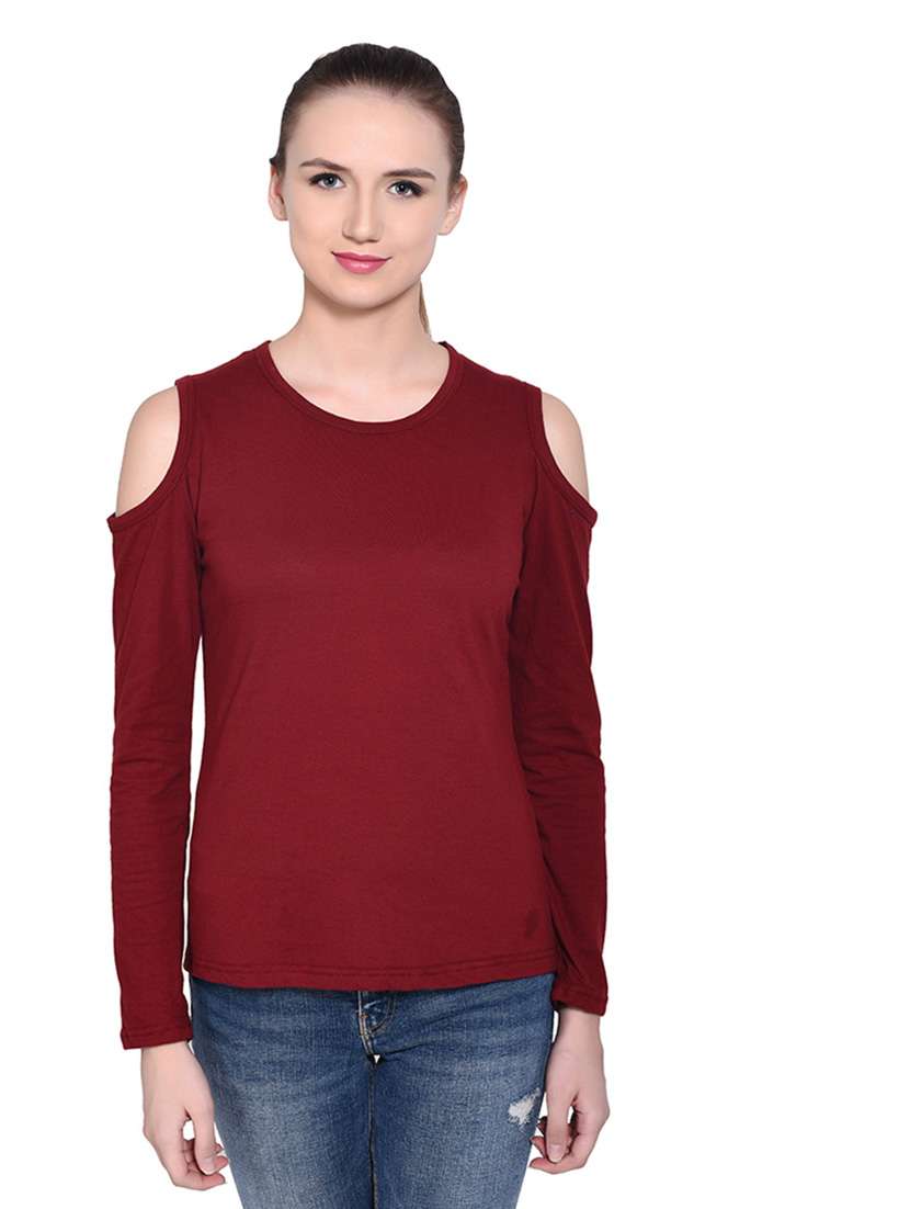 women solid round neck t-shirt