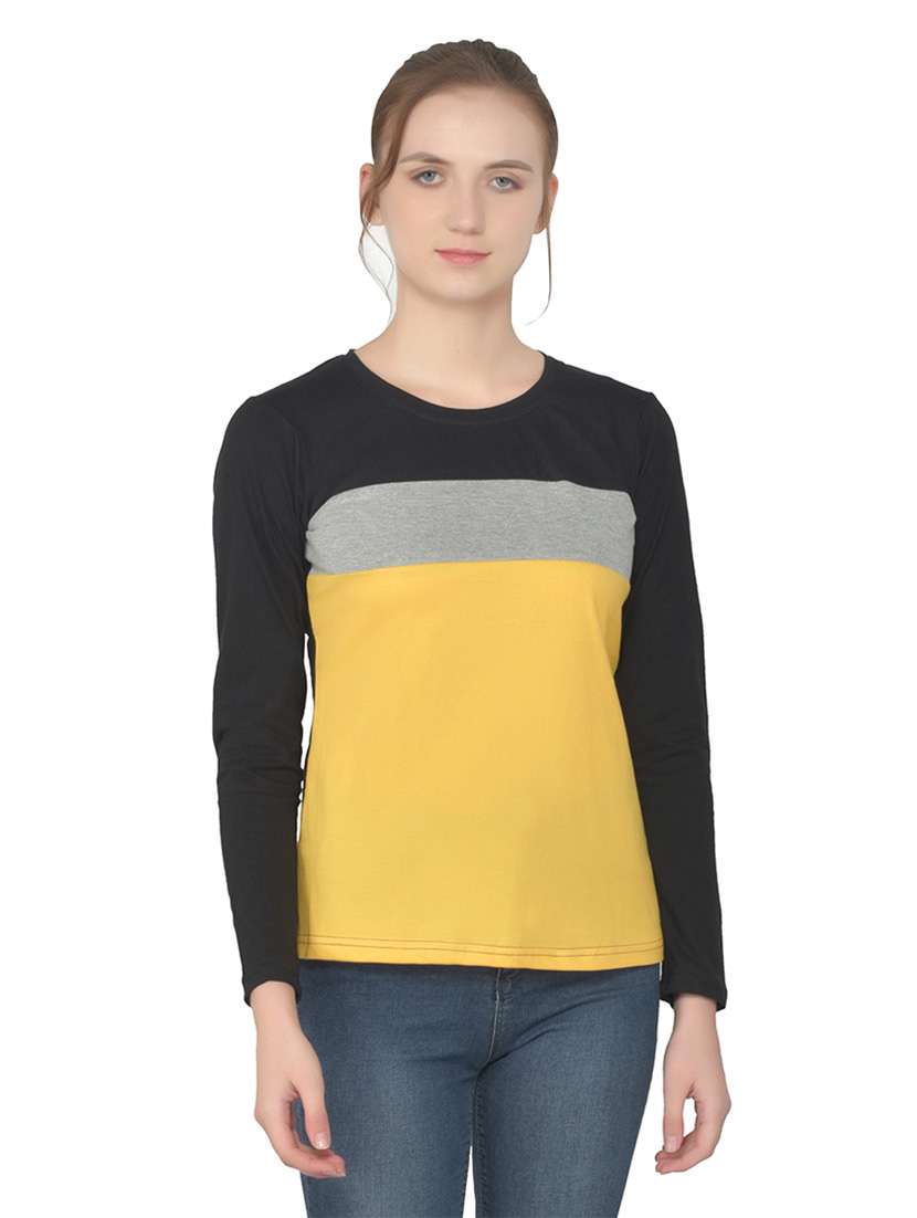 women color block round neck t-shirt