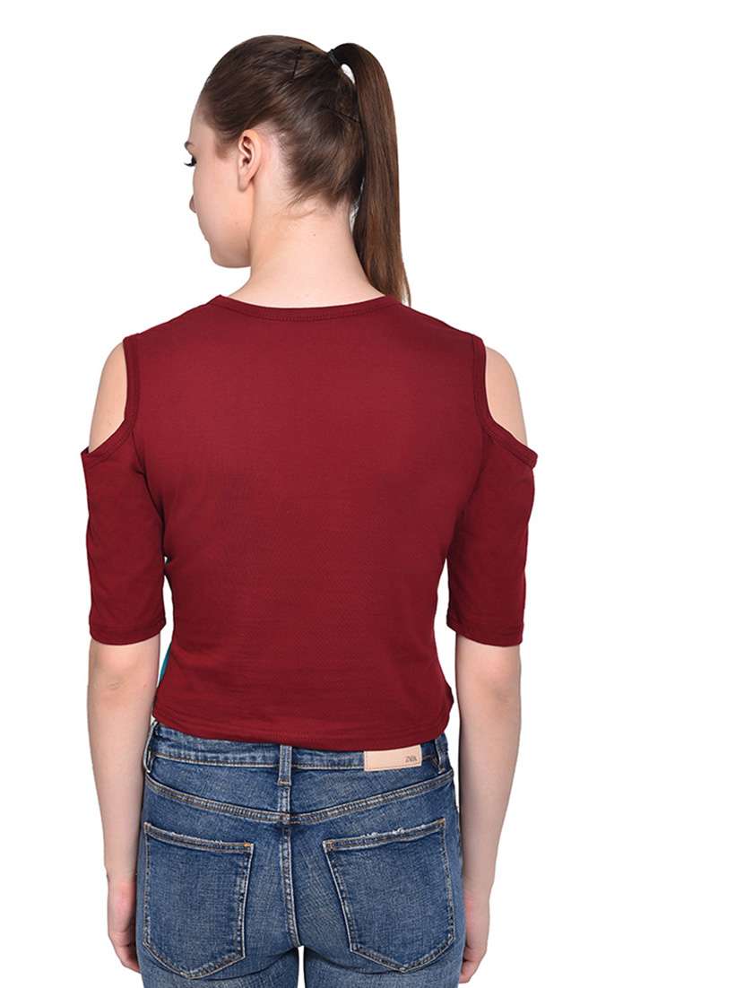 women color block round neck t-shirt - 20842222 -  Standard Image - 3