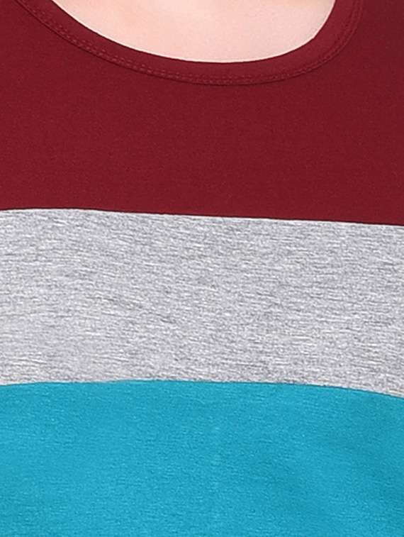 women color block round neck t-shirt - 20842222 -  Standard Image - 5