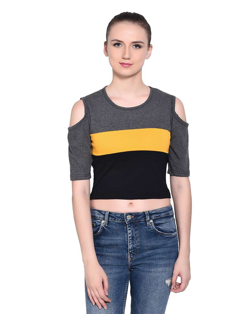 women color block round neck t-shirt