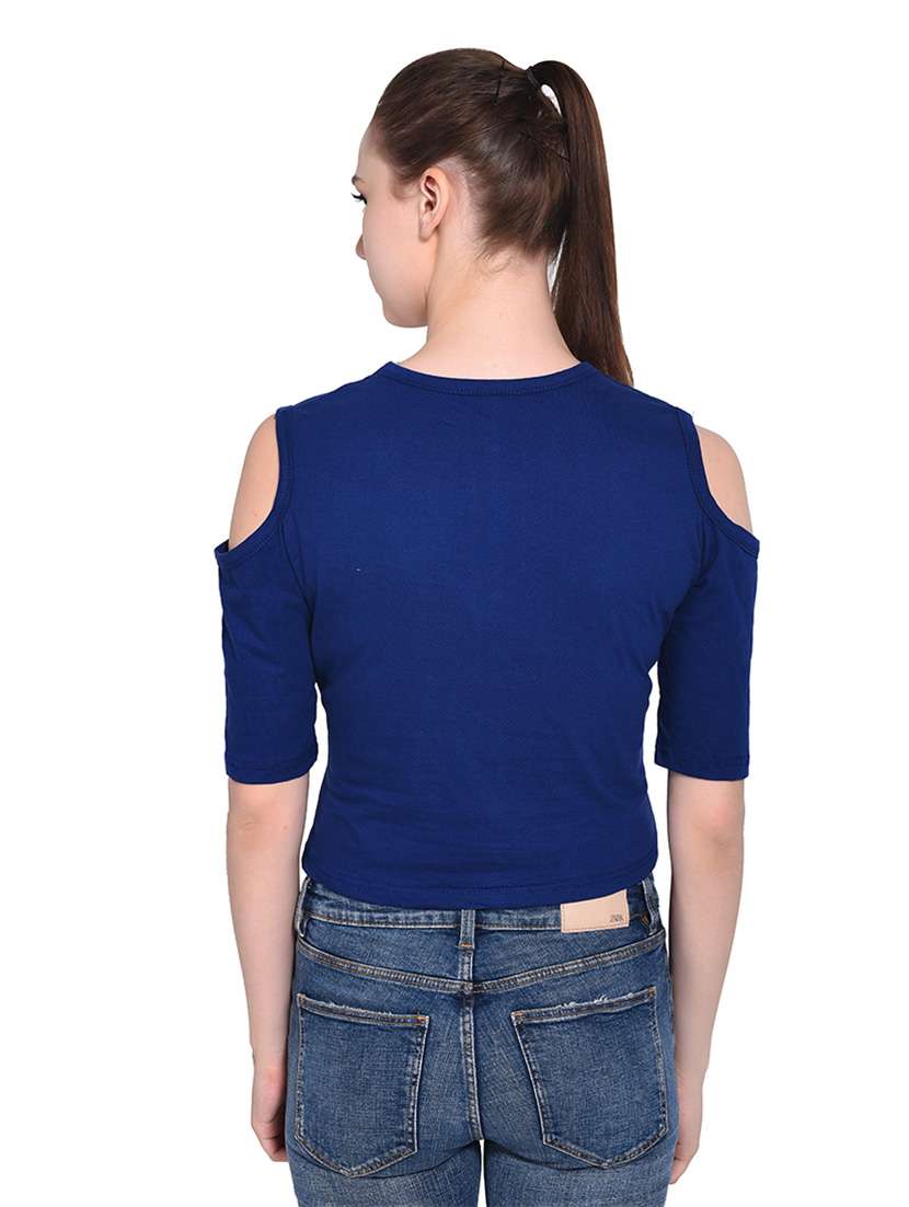 women solid round neck t-shirt - 20842228 -  Standard Image - 3