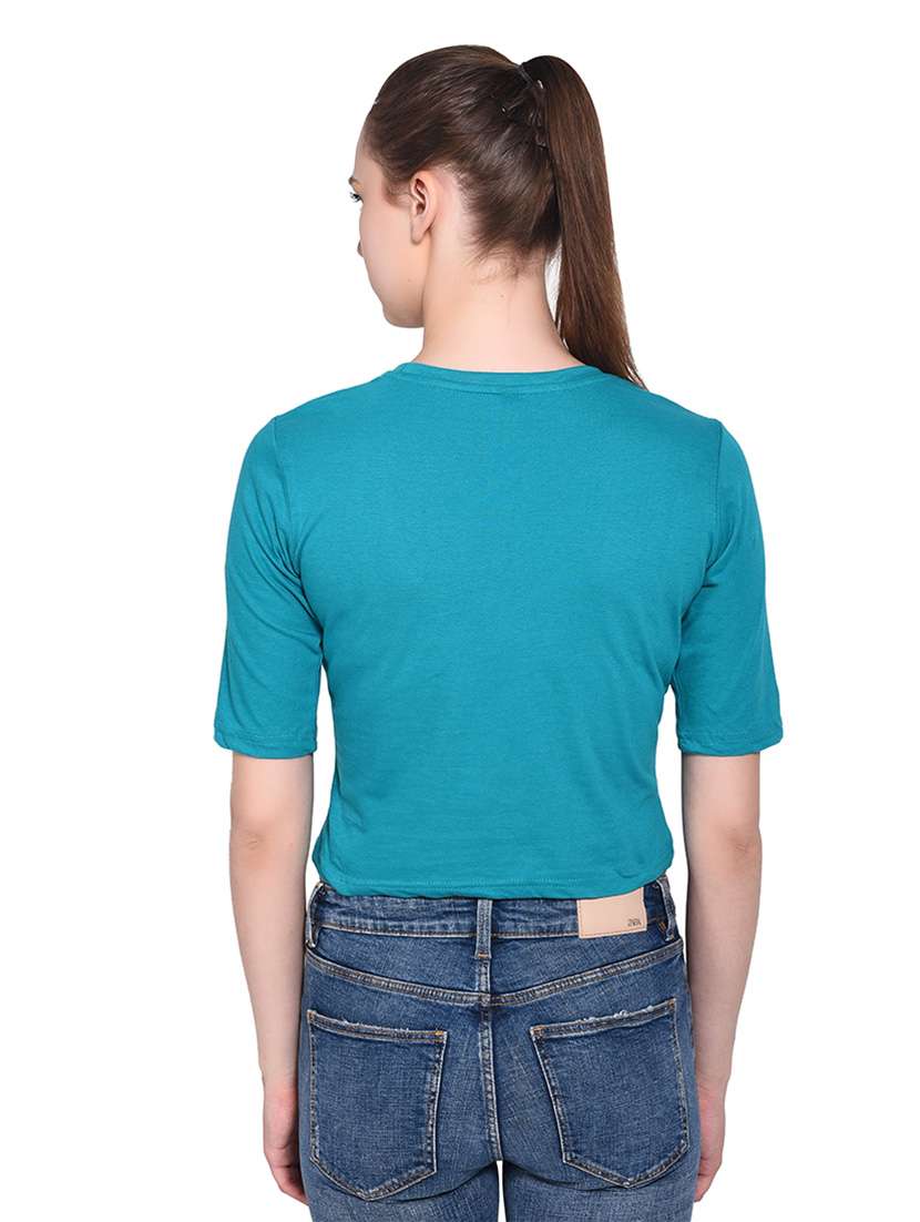 women solid round neck t-shirt - 20842232 -  Standard Image - 3