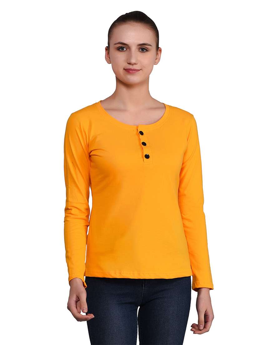 women solid round neck t-shirt