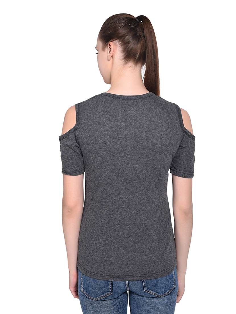 women solid round neck t-shirt - 20842237 -  Standard Image - 3