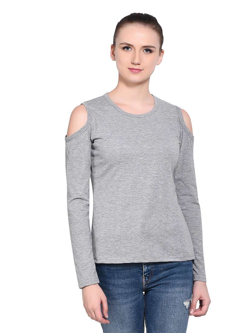 women solid round neck t-shirt