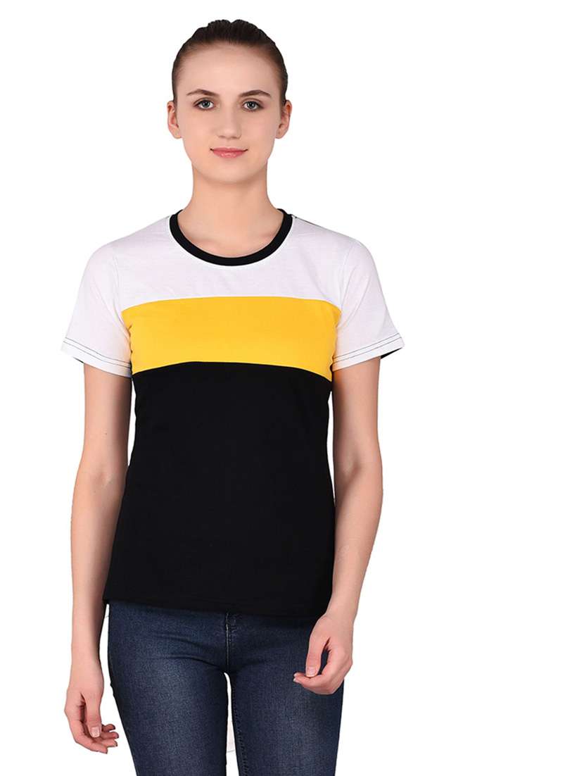 women color block round neck t-shirt