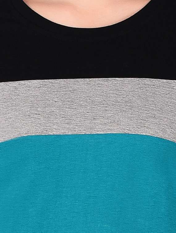 women color block round neck t-shirt - 20842243 -  Standard Image - 5
