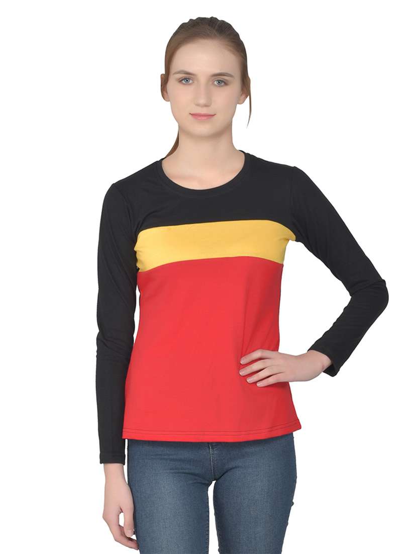 women color block round neck t-shirt
