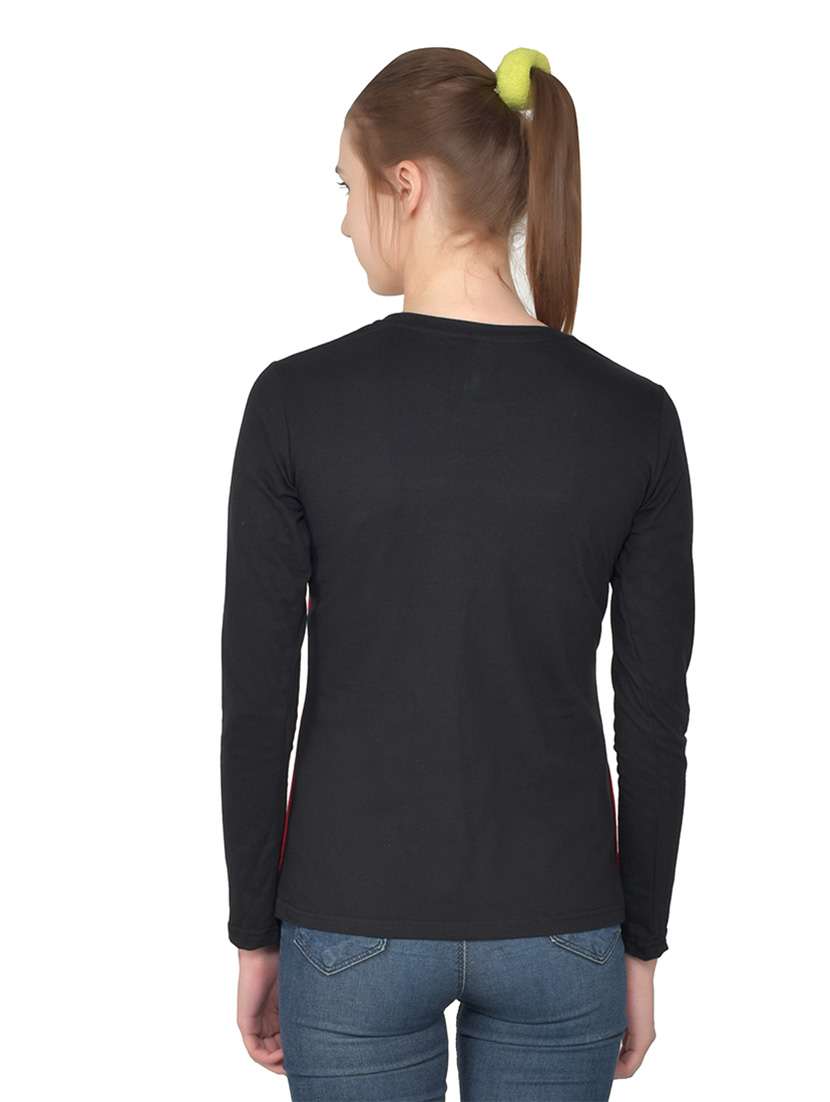 women color block round neck t-shirt - 20842244 -  Standard Image - 3