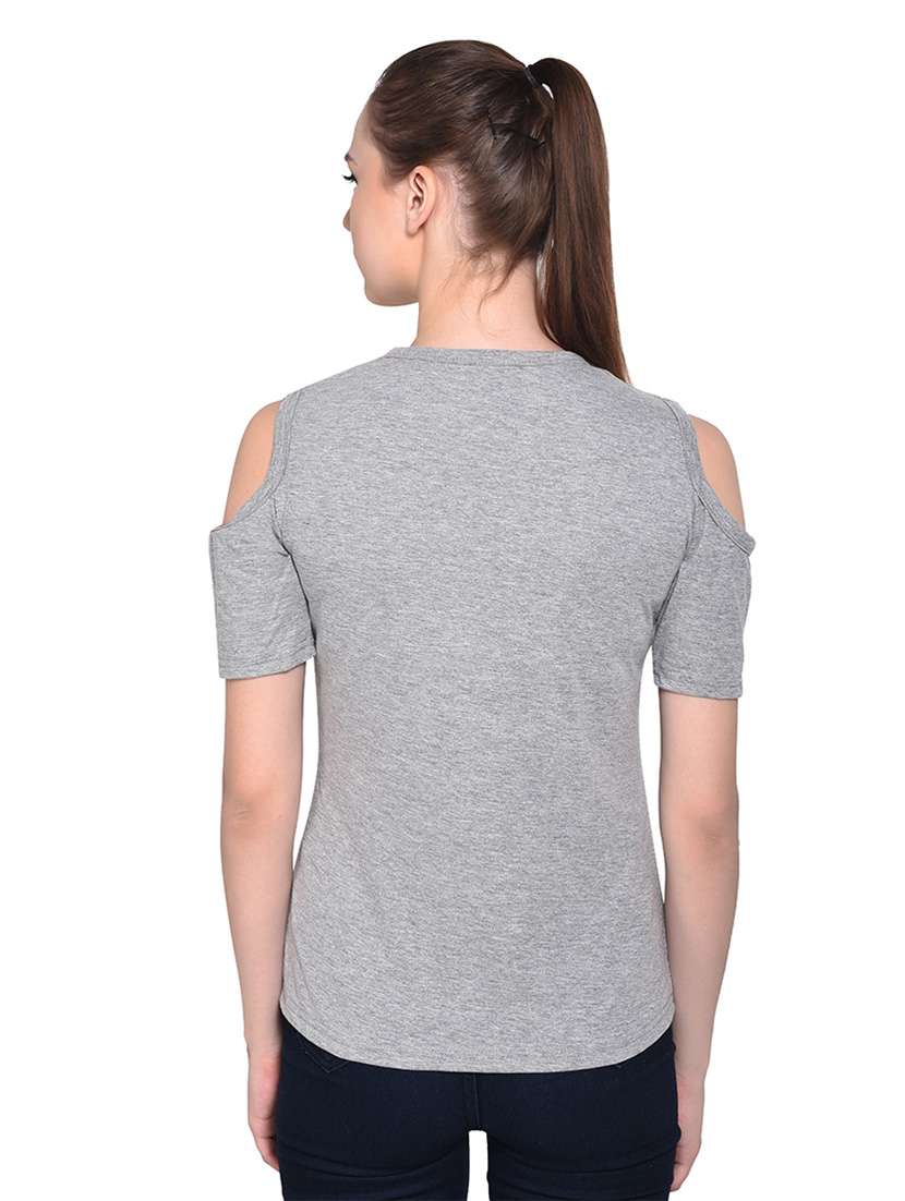 women solid round neck t-shirt - 20842248 - Standard Image - 3