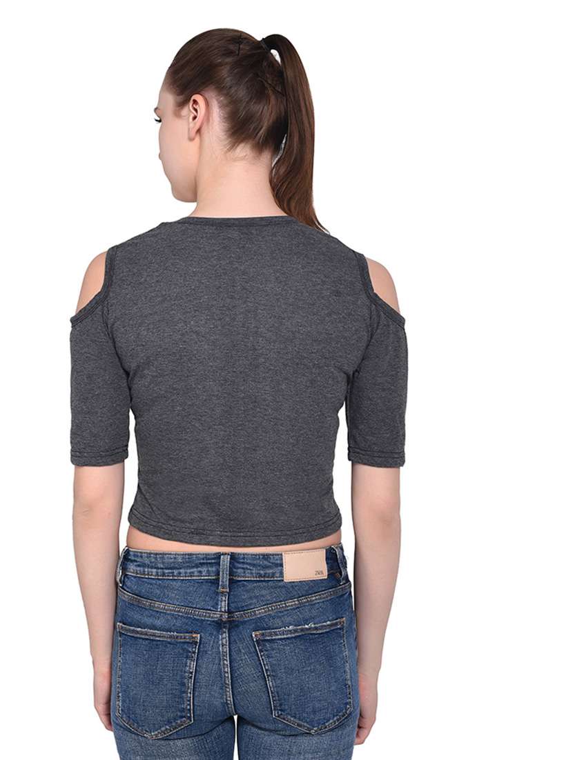 women solid round neck t-shirt - 20842251 - Standard Image - 3