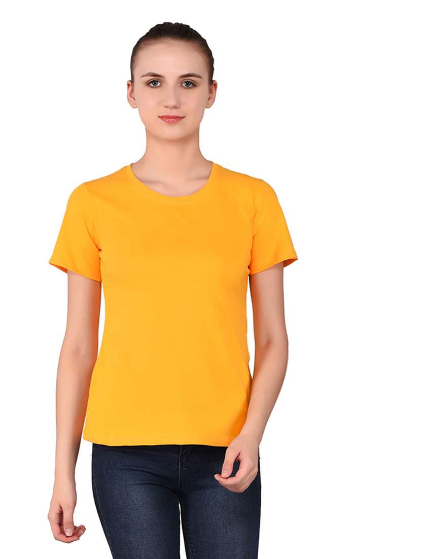 women solid round neck t-shirt