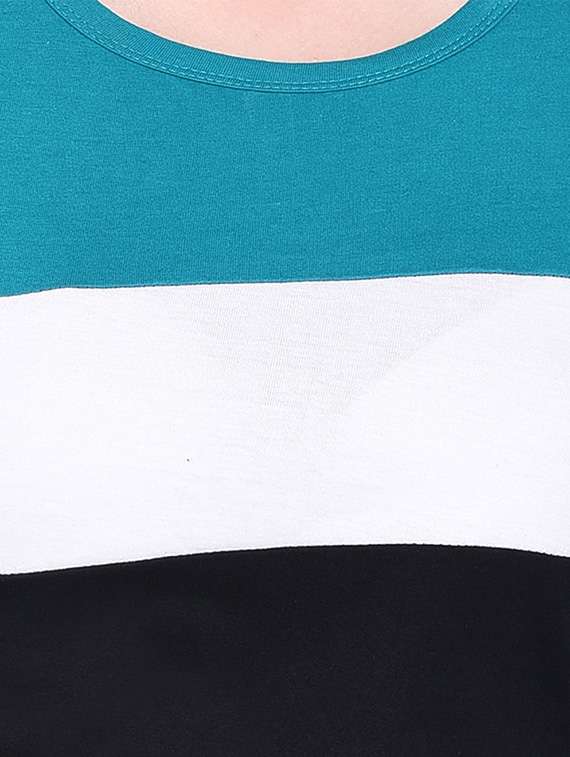 women color block round neck crop t-shirt - 20842257 -  Standard Image - 5