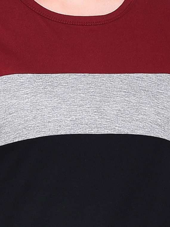 women color block round neck t-shirt - 20842263 -  Standard Image - 5