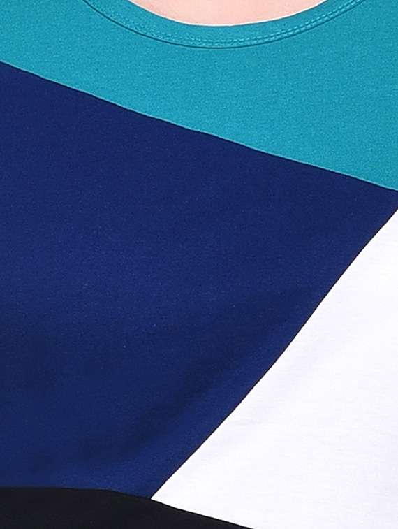 women color block round neck crop t-shirt - 20842264 -  Standard Image - 5