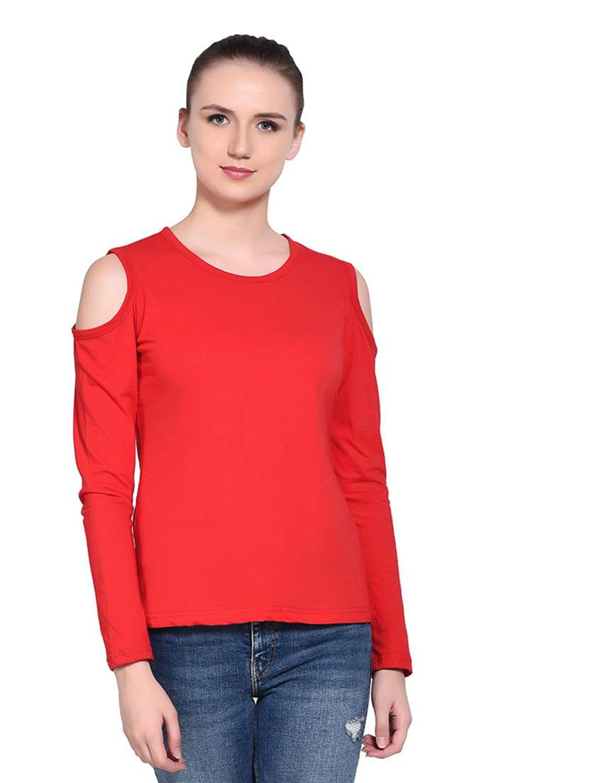 women solid round neck t-shirt