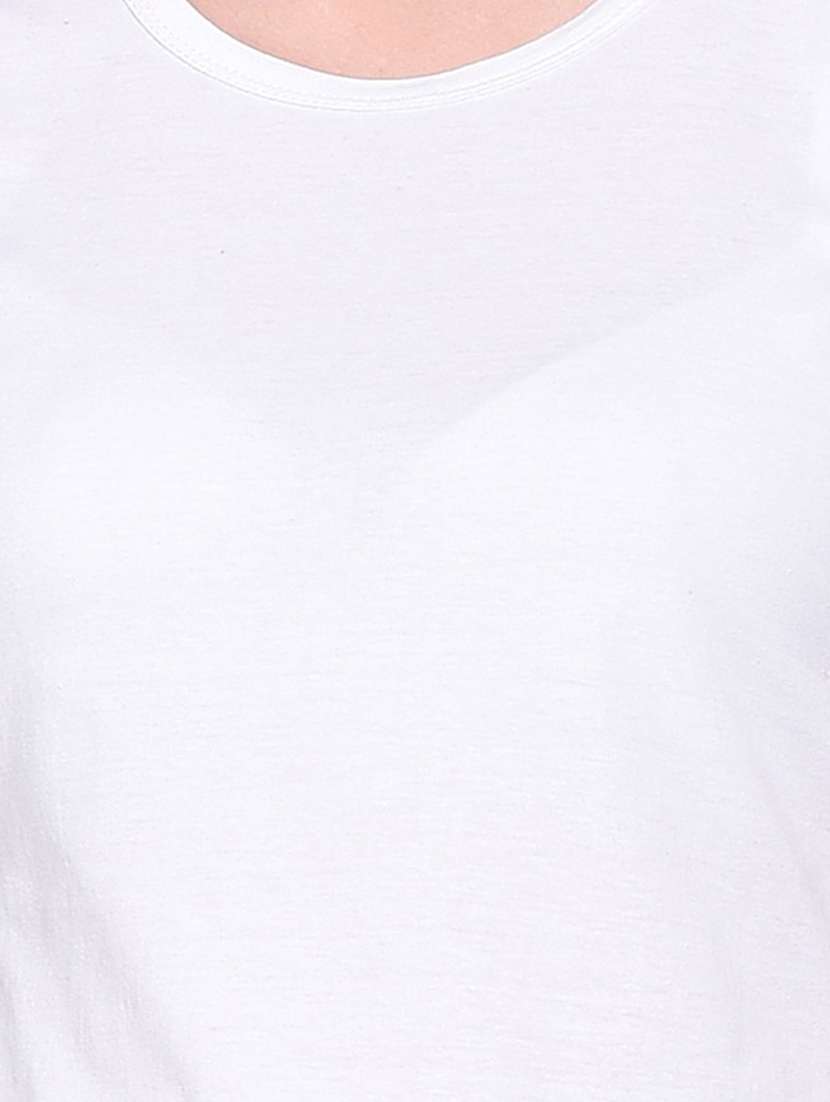 white cotton blend plain t-shirt - 20842269 -  Standard Image - 3