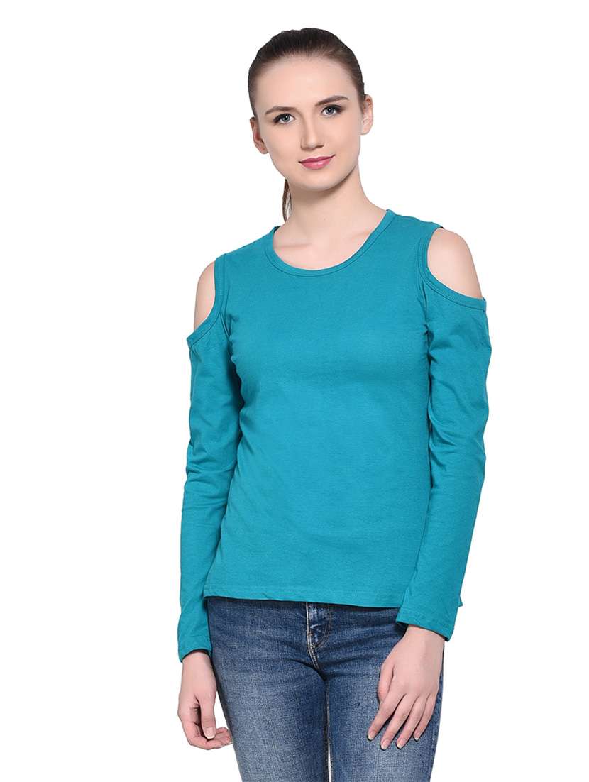 women solid round neck t-shirt